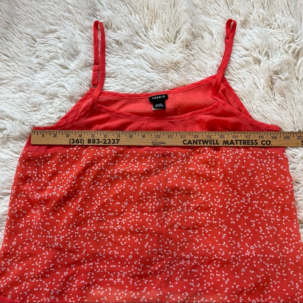 TORRID SIZE 1X CORAL DIAMOND PRINT CHIFFON TANK TOP Cami Top - Picture 10 of 11